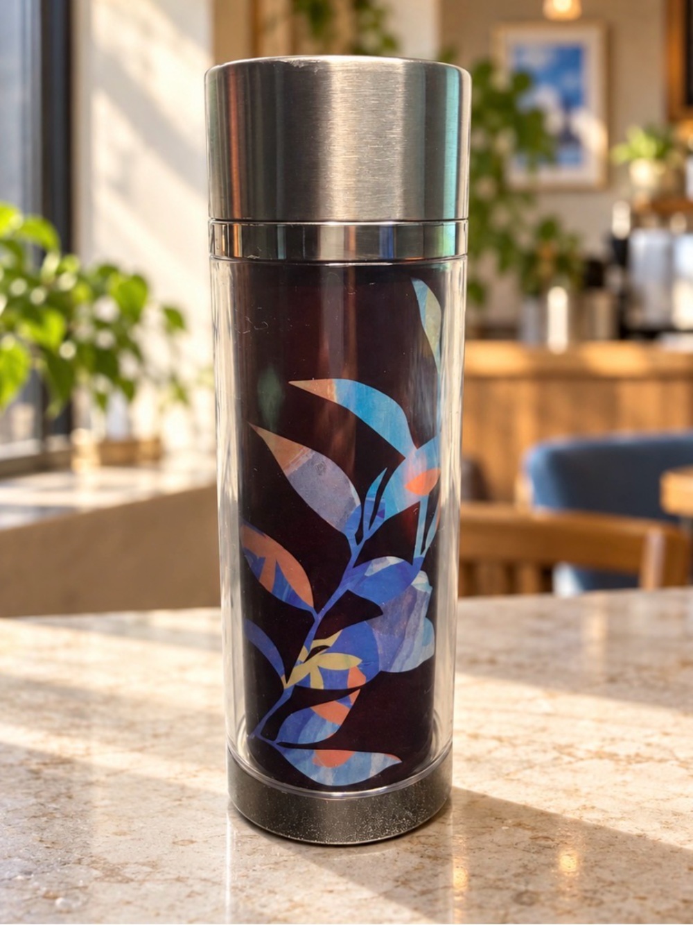 Vintage 2009 Starbucks Botanical Stainless Travel Tumbler 10 oz